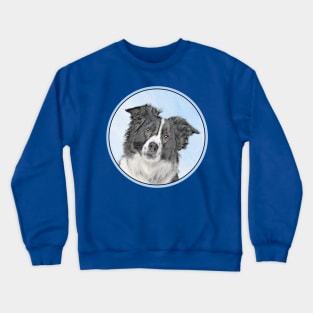 Border Collie Painting - Cute Original Dog Art Crewneck Sweatshirt